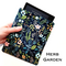 Hand holding a Kindle sleeve with snap to protect Kindle E-readers. Made with Hunter green floral with pinks, blues and green flowers.